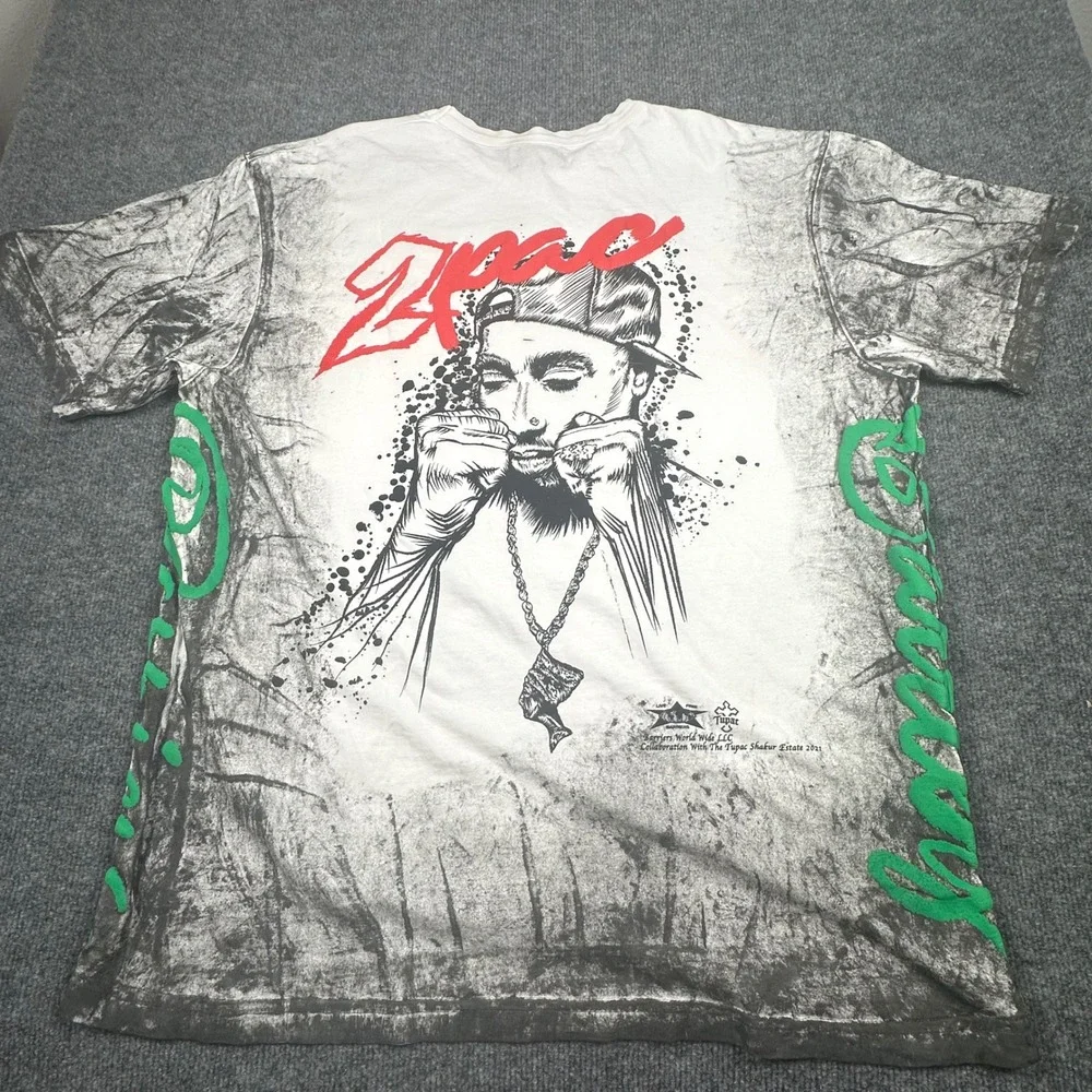 BARRIERS X 2PAC SHAKUR‎ White T Shirt Size XXL